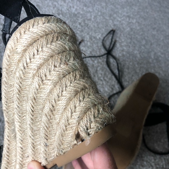 EUC ASOS Black Wide Fit Espadrille Wedges - Picture 6 of 10